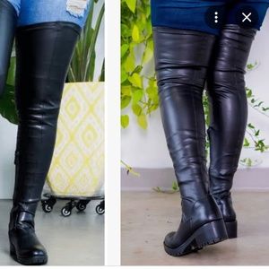 Flat thigh high boots